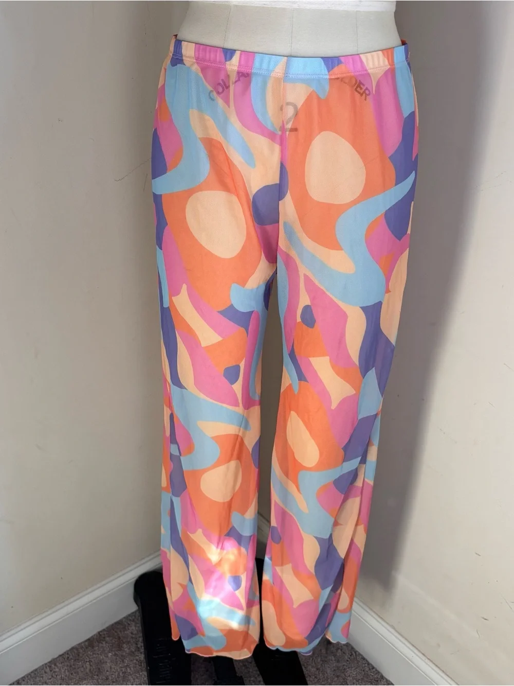 Abstract Print Wide-Leg Pants and bikini top set